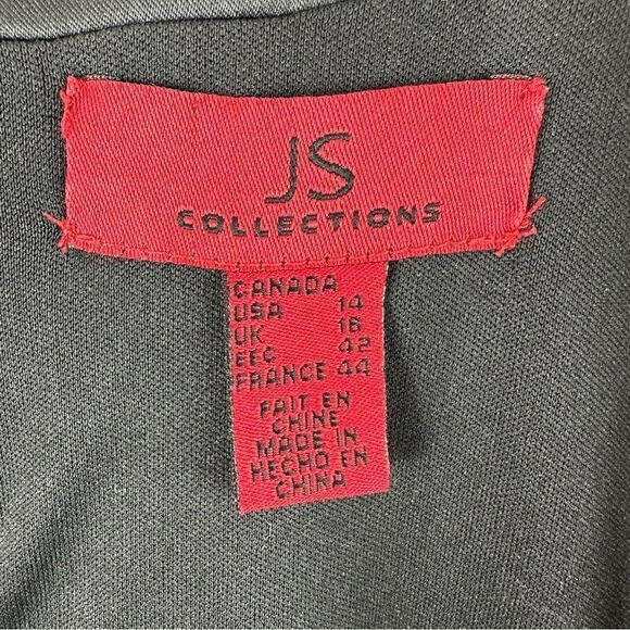 JS Collections Black‎ Satin Gown W/Square Neckline and Subtle Sparkle Top Sz 14 - Picture 11 of 14